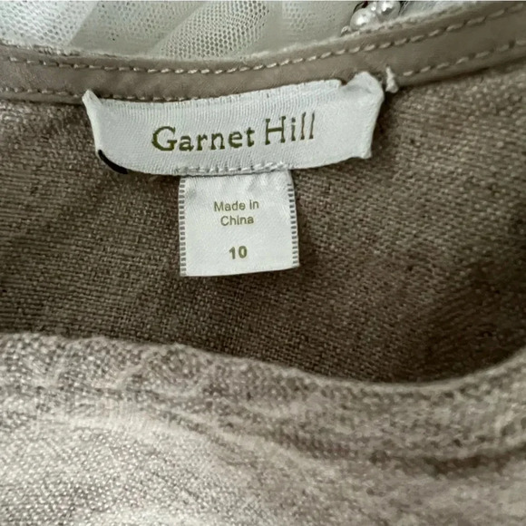 Garnet Hill Beige Navy Blue Linen Sleeveless Shift Dress Pockets  10 Color block - Picture 10 of 12